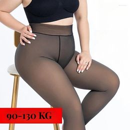 Femmes chaussettes 2024 130KG chaud hiver collants grande taille Sexy collants faux bas culotte effet peau épais translucide