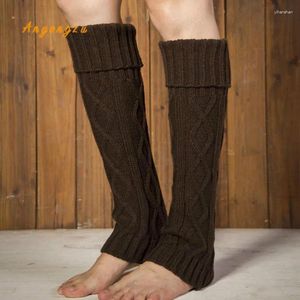 Chaussettes de femmes 2024 1pair tricot de protection thermique de protection thermique longs pieds hiver empiling legging chaude couleur solide corps polainas