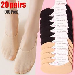 Femmes de chaussettes 20 paires 40pcs Sock Slippers invisible Footsies Shoe No Show for Girls Summer Anti-Slip Boat