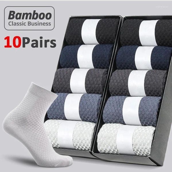 Chaussettes de femmes 20pcs 10 paires hommes bambou fibre houstante anti-bactérien déodorant coton entreprise mâle mâle décontractée chaussette de tube moyen