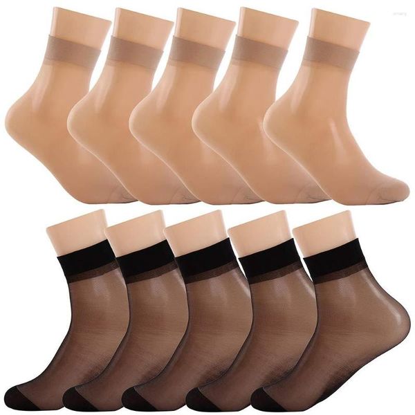 Chaussettes courtes en soie pour femmes, 20 pièces, Ultra-fines, élastiques, soyeuses, pour filles, cheville d'été, cristal Transparent Invisible