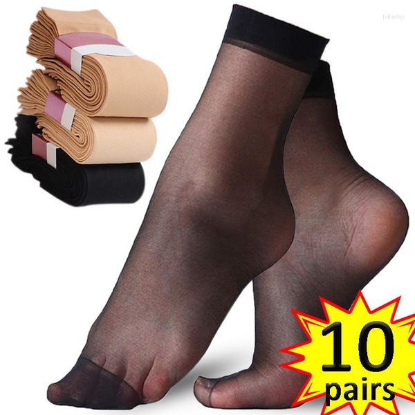 Calcetines de mujer 20 piezas calcetín de tobillo de mujer verano fino transparente elástico Nylon medias transpirable Casual ligero suave sedoso zapatilla