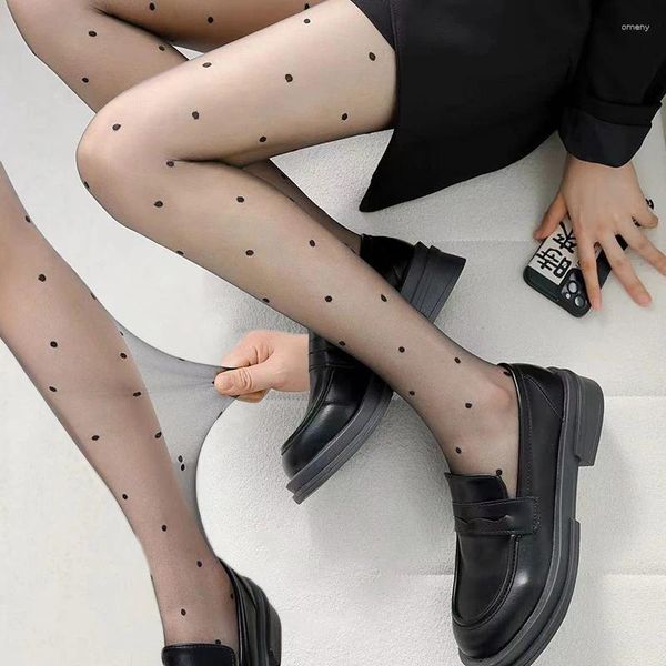 Chaussettes en soie fines à pois pour femmes, 2 paires, bas noirs transparents, Sexy, respirants, serrés, Anti-décapage, coupe arbitraire