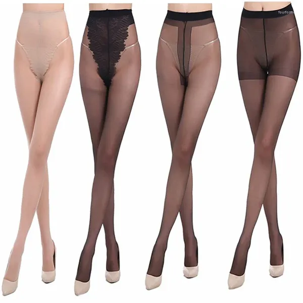 Femmes chaussettes 2 pièces taille haute collants élastiques sexy respirant soie nylon collants dames été résistant à la déchirure mince sans couture bas