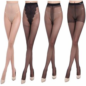 Femmes chaussettes 2 pièces Transparent mince Sexy collants soie Nylon haute élastique mince collants sans couture respirant bas femme