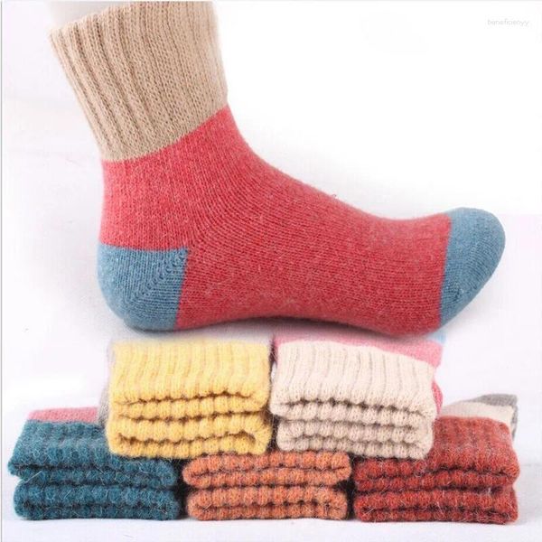 Calcetines para mujeres 3 pares de alta calidad lana térmica en espezos de algodón de invierno informal de moda de moda tibia tibia