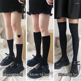 Chaussettes en velours doux pour femmes, 3 tailles, hauteur des genoux, noir, blanc, Lolita Kawaii, Cosplay, longues