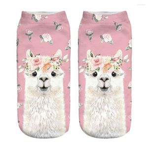 Calcetines de mujer Impresión 3D Happy Alpaca Hembra Adulto Invisible Magic Cool Sheep Tobillo Arte Calcetín Novedad Regalo # T1P