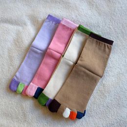 Chaussettes en coton pour femmes, 4 paires, colorées, 5 doigts, quatre saisons, nouveauté Pure, avec orteils séparés