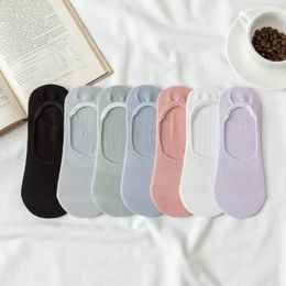 Vrouwen sokken 4 paar/lot dames gaas onzichtbare katoenen slippers veters holle zomer siliconen anti slip voet voor meisjes