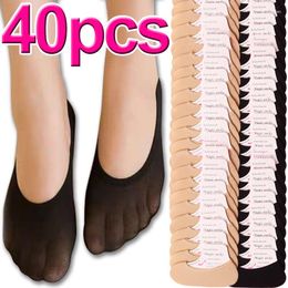 Femmes Chaussettes 40 pcs Transparent D'été Invisible Shallow Sox Footsies Chaussure Doublure Entraîneur Ballerine Bateau Dames Mince Chaussette Pantoufles