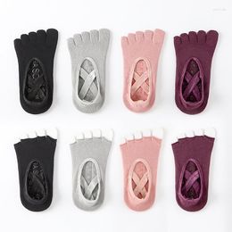 Femmes chaussettes 4 paires femmes 5 doigts printemps automne coton orteil femme dames Gel de silice semelle antidérapante courte