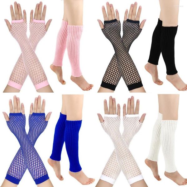 Calcetines para mujer, 4 Uds., 2 pares, traje de guante a la moda, guantes de malla para mujer, cubierta de brazo de encaje, mallas, manoplas para niña, regalo de fiesta de baile