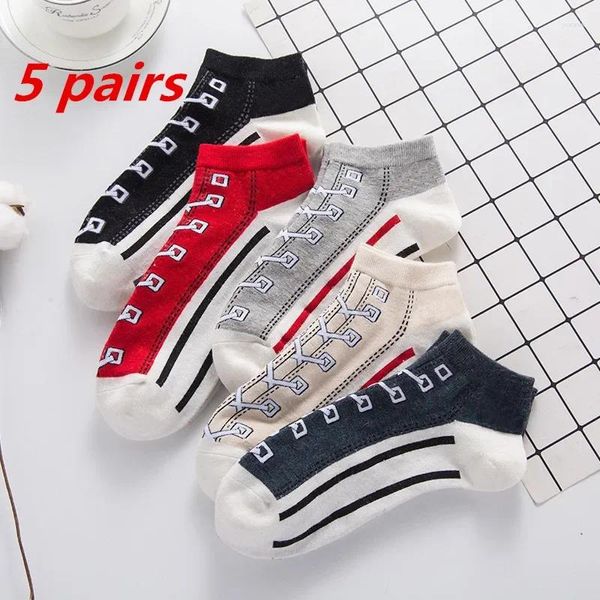 Calcetines de mujer 5 pares/lot con zapatillas divertidas zapatillas cortas algodón algodón harajuku paquete suave de tobillo regalos kawaii para hombres y