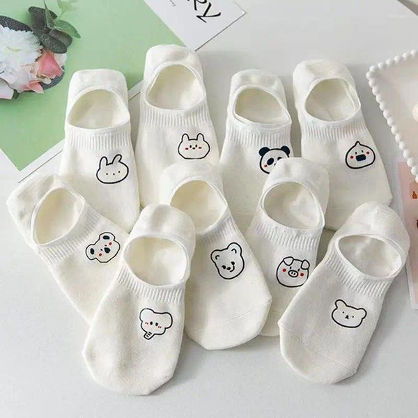 Mujeres calcetines 5 pares/lote abreviatura de verano vaca blanca panda koala animal tobillo lindo divertido feliz sin espectáculo