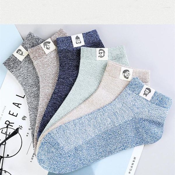 Chaussettes d'été en coton fin pour hommes et femmes, 5 paires, maille respirante, sport décontracté, mode, étiquette en tissu, Tube court, bateau