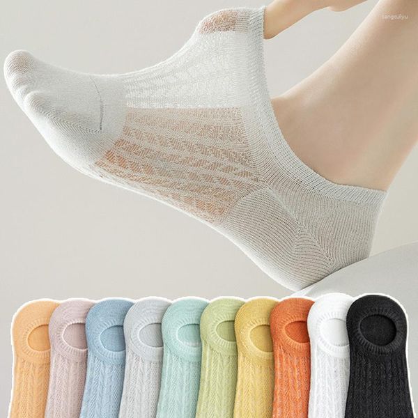 Chaussettes invisibles pour femmes, 5 paires, respirantes, décontractées, en Silicone de haute qualité, antidérapantes, chaussettes fines, pantoufles de cheville à la mode