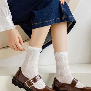 Femmes chaussettes 5 paires japonaises mignonnes harajuku lolita poudre blanche jk fille cerise tube de fleur
