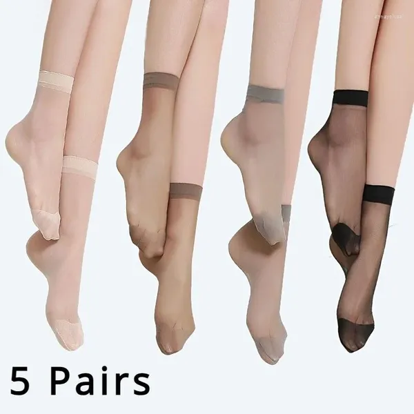 Chaussettes de femmes 5 paires d'été ultra-mince cheville invisible anti-snag bas pour femmes.