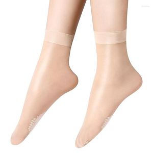 Chaussettes d'été en soie pour femmes, 5 pièces, Compression élastique, semelle en coton, antidérapantes, bout renforcé, cheville respirante