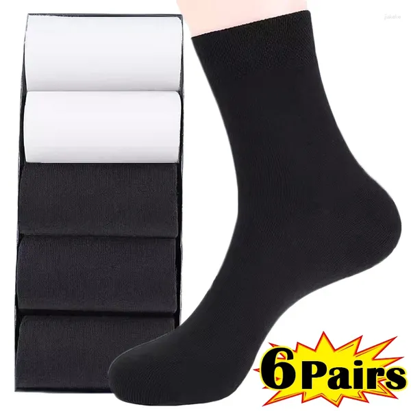 Chaussettes de Sport à rayures simples pour femmes, 6 paires, en coton solide, doux, respirant, noir et blanc, Tube central déodorant, automne hiver