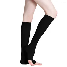 Calcetines para mujeres 6pcs medias de presión del dedo del pie 3paires compresión de elástica de nylon múltiple que se ejecuta fitness negro