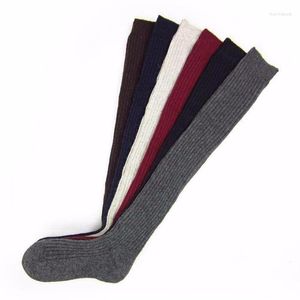 Femmes chaussettes 7 couleurs tricot Crochet coton doux longs bas hiver chaud cuisse-haut solide Leggings taille unique