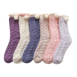 Damessokken 7 paar Dames Fuzzy Soft Winter Warm Gezellig Fluffy Slipper Dames Running Low Cut Voor