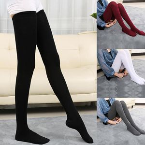 Mujeres calcetines 80 cm de moda súper larga sobre la rodilla algodón medias altas medias para damas invierno calzonas calientes chicas