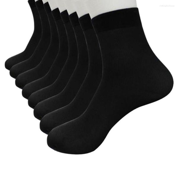 Calcetines de mujer 8 unids/set transpirable largo fibra de bambú verano raya delgada seda Unisex deportes antibacteriano negro negocios