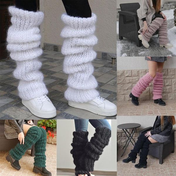 Femmes chaussettes adulte à la mode tricoté longues femmes acrylique tricot haute botte pour cadeau d'anniversaire de noël