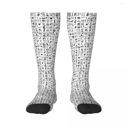 Chaussettes pour femmes, bas pour adultes, hiéroglyphes égyptiens anciens, graphique, haute élasticité, humoristique, rétro, élastique