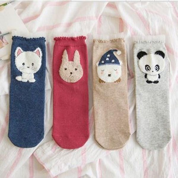 Calcetines de mujer llegada algodón cálido lindo Otoño Invierno calcetín encantador Animal Panda oso cerdo jirafa dibujos animados Arriva