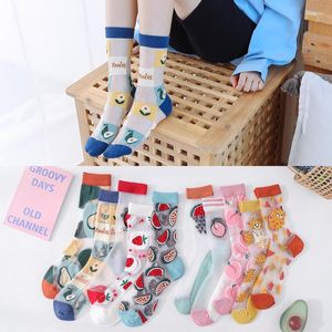 Calcetines de mujer llegada verano femenino fino Color caramelo caña vid melón y fruta transpirable lindo niñas vidrio Slik encantador equipo