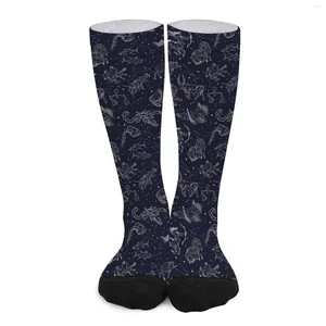 Chaussettes antidérapantes pour femmes, imprimé astrologie Vintage, bas amusants, qualité graphique, course à pied, sport, automne