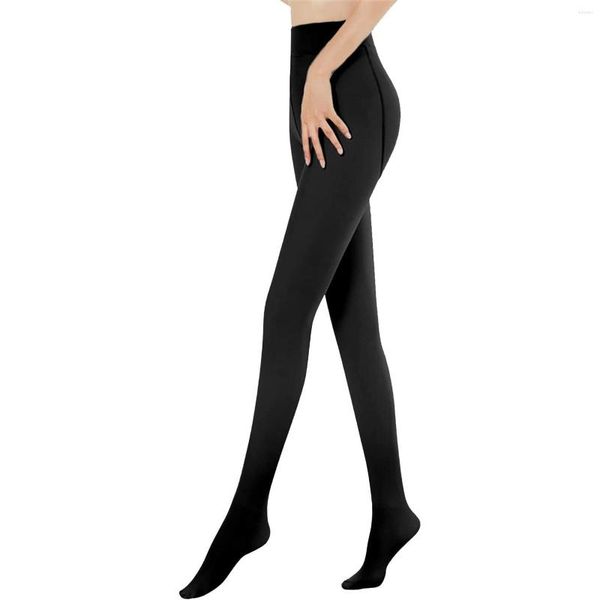 Femmes chaussettes automne et hiver noir chaud polaire jambe maigre pression Leggings collants ton de peau collants