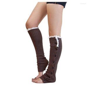 Femmes chaussettes automne et hiver noël plat bouton dentelle chaud femmes couvre-chaussures Leggings bas