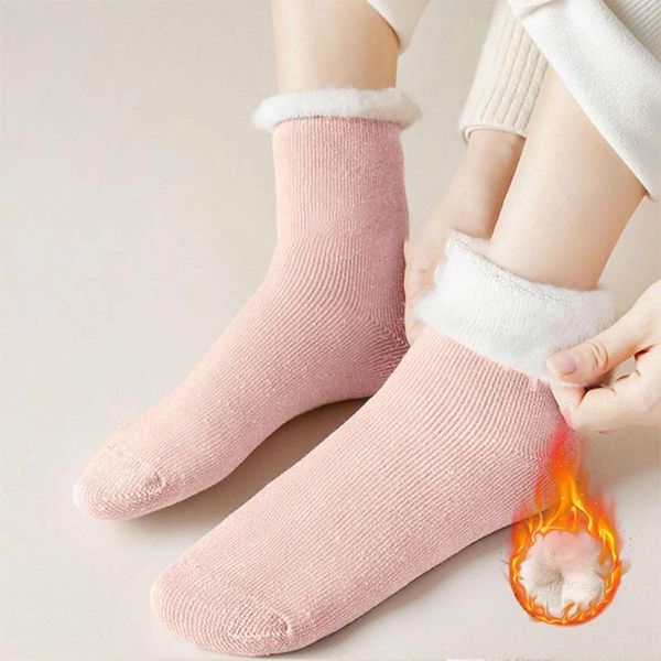 Chaussettes épaisses en velours corail pour femmes, collants chauds aux genoux, automne et hiver