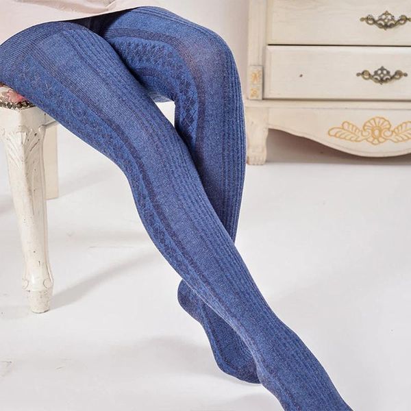 Calcetines de mujer Otoño Mezclado Algodón Cómodo Cálido Pantimedias de mujer Punto Lado Diamante Cuadros Jacquard Corbata Moda Rayas Medias