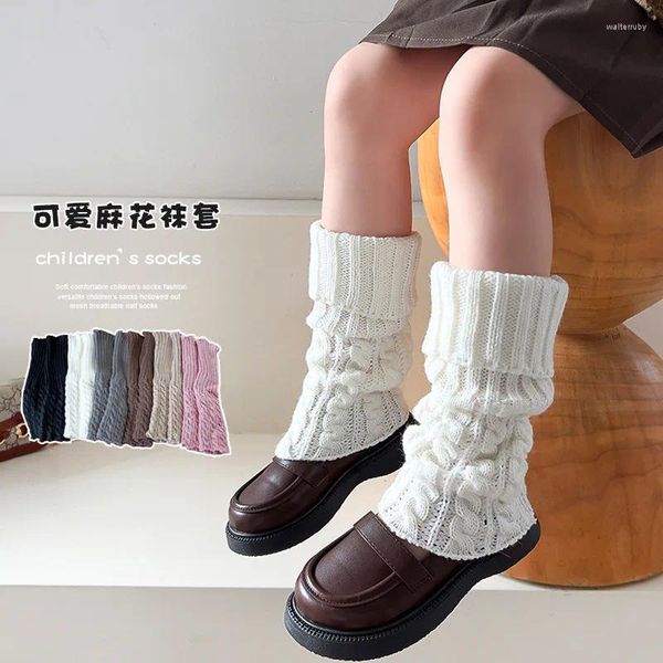 Calcetines de mujer Otoño Invierno niños Lolitas tejido trenzado bebé niñas cálido pie cubierta lindo dulce guardias calcetín medias largas