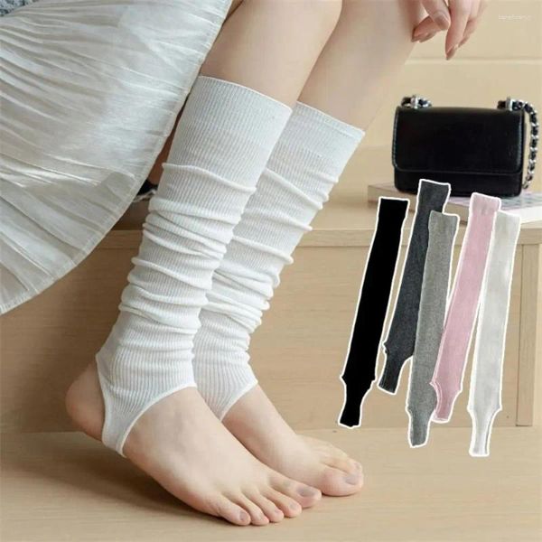 Femmes chaussettes Style de ballet Simple Long Knee High Mid-Calf Stripes verticales JK Stockings Couleur solide Coullon respirant