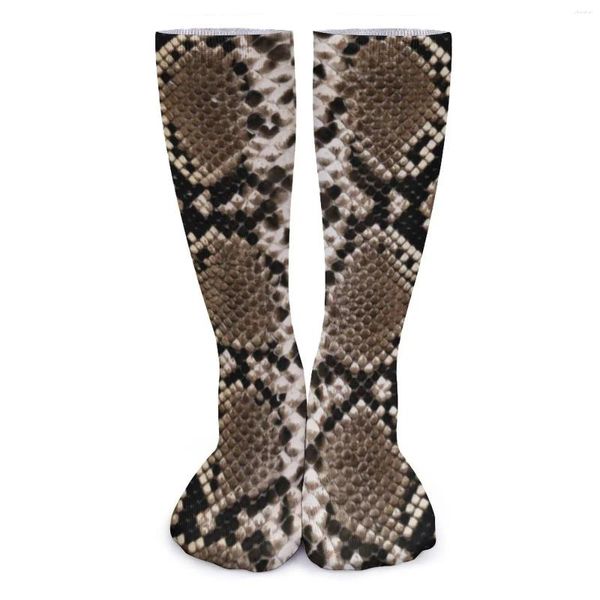 Chaussettes de femmes noires à l'échelle de serpent en peau de serpent imprimé coréen bases unisex unisex soft extérieur sports d'automne non glissade personnalisée