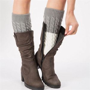 Femmes Chaussettes Botte Hiver Chaud Crochet Tricot Garniture De Fourrure Jambières Poignets Toppers Chaussette