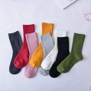 Vrouwen sokken merk basic dagelijkse vaste kleuren kam katoen gebreide meisjes casual hoogwaardige lente calcetines