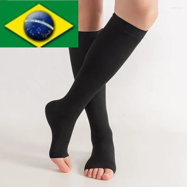 Chaussettes de sport brésiliennes pour femmes et hommes, Compression veineuse, élastique, infirmières enceintes, pression, Tube moyen 23-32MMHG
