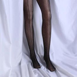 Chaussettes respirantes pour femmes, cadeau de fête, collants en maille ajourés, automne hiver, collants Sexy pour filles, cristal brillant