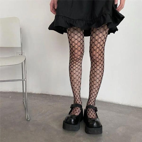 Chaussettes respirantes Lolita multicolores pour femmes, bas résille en maille Sexy, collants ajourés à grille