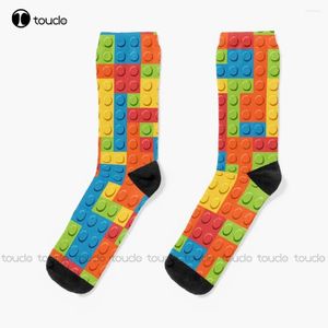 Femmes chaussettes blocs de construction jouer amusant hommes drôle de haute qualité mignon élégant belle Kawaii dessin animé doux coton chaussette