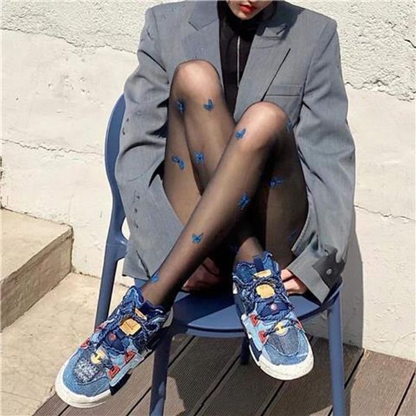 Femmes Chaussettes Papillon Goth Lingerie Sexy Long Bas Résille Blanc Harajuku Chaussette Emo Collants Dentelle Genou Cuisse Bonneterie Coréenne Fishion