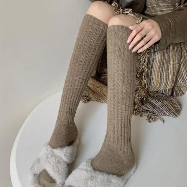 Calcetines De Mujer C Otoño E Invierno De Mujer Ternero Engrosado Cálido Cachemira Leche Blanco Pila Gris Negro